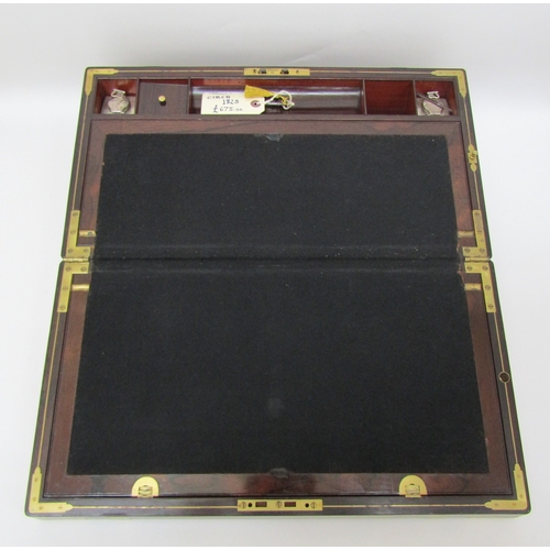 6208 - A late 19th Century campaign writing box with inset brass plaque inscribed Mr Benjamin words from T.... 