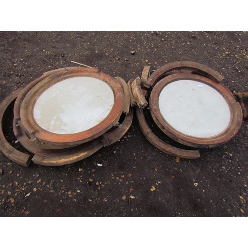 3461 - Four circular mahogany windows a/f