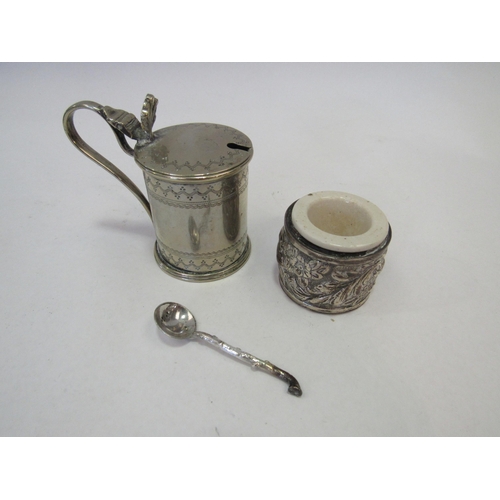 1312 - A silver cruet, fluted and chased foliate design, together with a Sampson Mordan & Co. silver inkwel... 