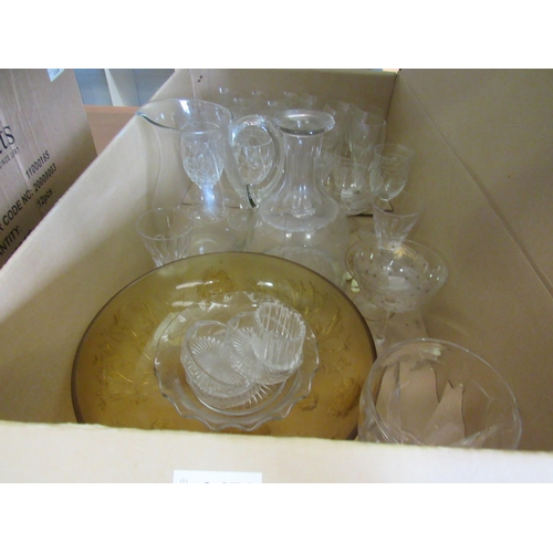 1479 - Two boxes of mixed glass to include Art Deco bowl sith seashell design