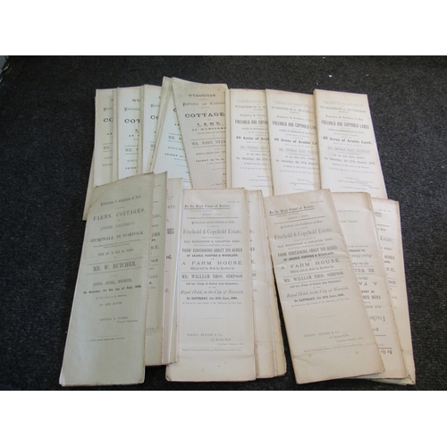 1484 - A box of local 19th Century land and property sale particulars including Wymondham, Bunwell and Norw... 