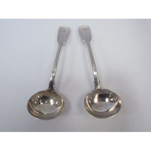 1265 - A pair of Mary Chawner silver sauce ladles, monogrammed, London 1836, 159g