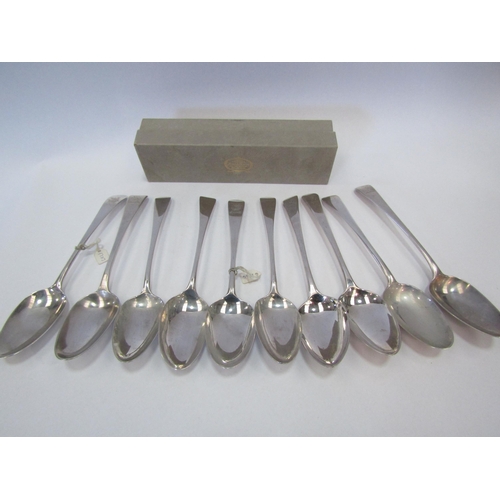 1277 - A set of ten silver serving spoons, some crested, various makers