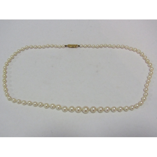 1310 - A Lotus single strand of pearls hand knotted with clasp stamped 375