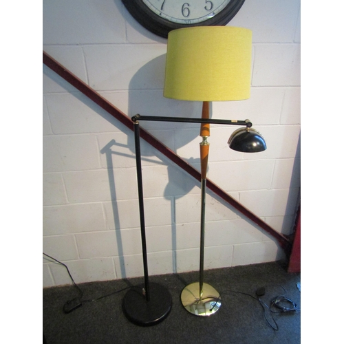 1004 - A retro standard lamp with shade and a heater lamp