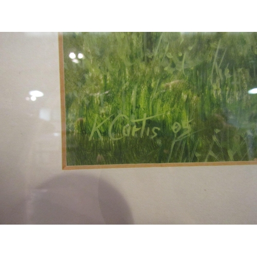 1023 - KEVIN CURTIS (1958-2009): An acrylic of field boundary, signed lower left, dated ‘05, framed and gla... 