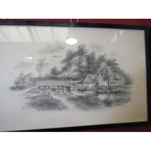 1062 - H.W. HELLINGS: Four fine pencil sketches, two entitled Martlesham Bridge 1929 and Old Stoke Bridge -... 