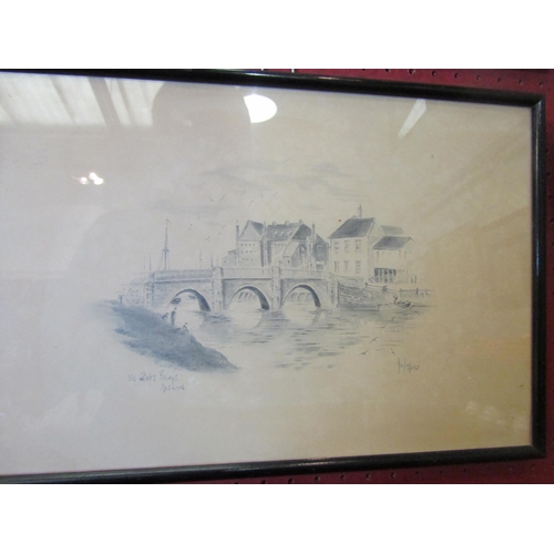 1062 - H.W. HELLINGS: Four fine pencil sketches, two entitled Martlesham Bridge 1929 and Old Stoke Bridge -... 