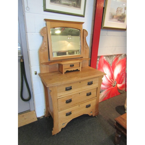 1090 - A circa 1900 satin walnut dressing chest of three drawers on castors, 154cm tall x 92cm wide x 44cm ... 