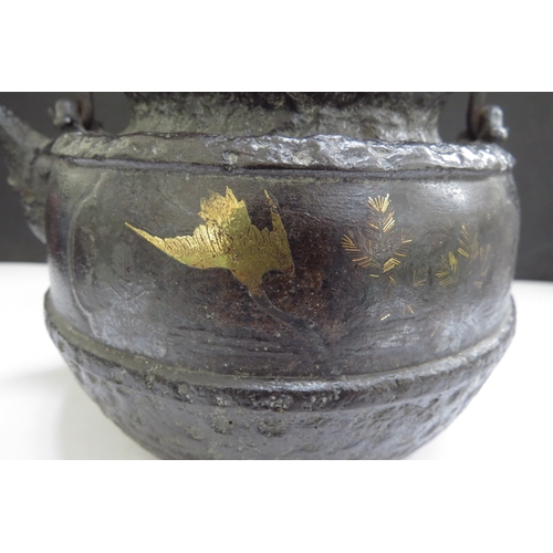 6349 - A 19th Century Japanese inlaid cast iron Tetsubin (tea kettle)