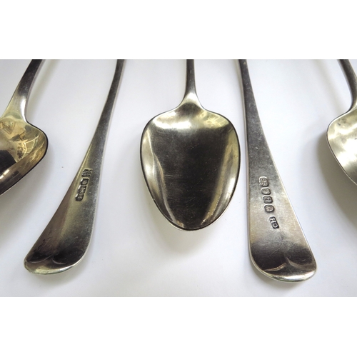 6478 - Seven silver tablespoons, six Georgian examples including Charles Hougham, Hester Bateman and George... 