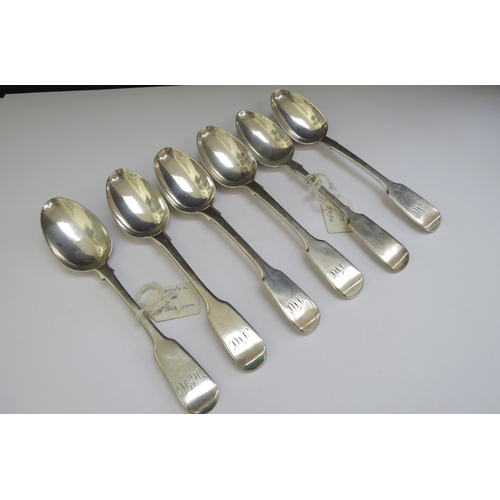 6490 - A set of four John Henry Lias silver teaspoons London 1843 and two similar including William Bateman... 