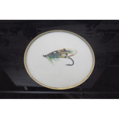 6235 - A drinks tray set with fishing hooks, 64c x 28cm