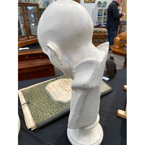 6143 - A plaster bust of St Bruno, on socle base, 50cm tall  (R)  £200