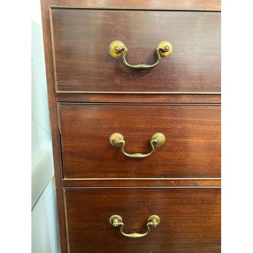 6211 - A Georgian mahogany chest on chest with brass swan neck handles, 178cm x 115cm  (R)  £450