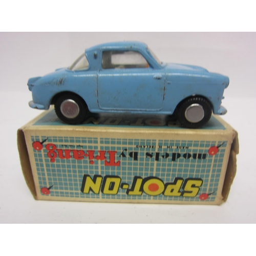 8099 - A Triang Spot-On 131 diecast model Goggomobile Super in light blue with cream interior and orange pl... 