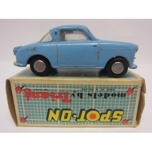 8099 - A Triang Spot-On 131 diecast model Goggomobile Super in light blue with cream interior and orange pl... 