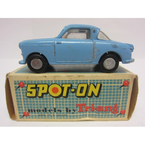 8099 - A Triang Spot-On 131 diecast model Goggomobile Super in light blue with cream interior and orange pl... 