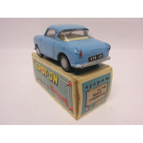 8099 - A Triang Spot-On 131 diecast model Goggomobile Super in light blue with cream interior and orange pl... 