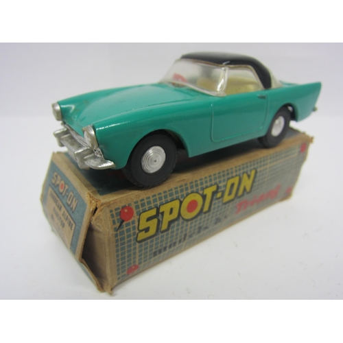 8106 - A Triang Spot-On 191/1 diecast model Sunbeam Alpine Hardtop, turquoise body with black roof, cream i... 