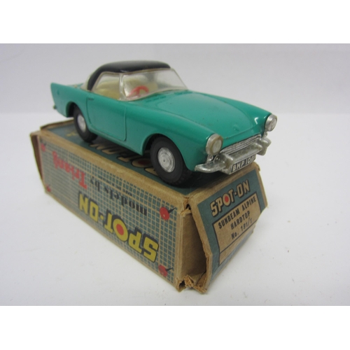 8106 - A Triang Spot-On 191/1 diecast model Sunbeam Alpine Hardtop, turquoise body with black roof, cream i... 