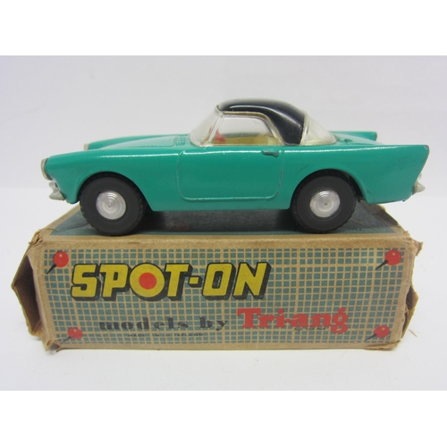 8106 - A Triang Spot-On 191/1 diecast model Sunbeam Alpine Hardtop, turquoise body with black roof, cream i... 