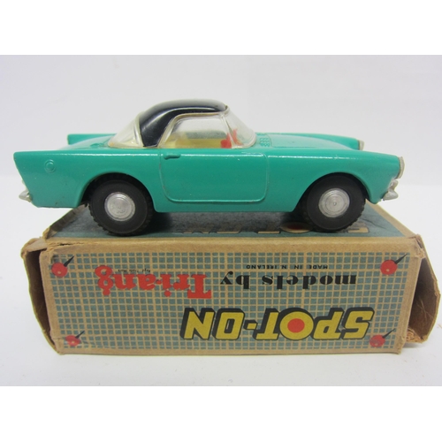 8106 - A Triang Spot-On 191/1 diecast model Sunbeam Alpine Hardtop, turquoise body with black roof, cream i... 