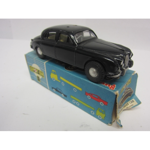 8100 - A Triang Spot-On 256 diecast model Jaguar 3.4 Police Car in black, cream interior with grey plastic ... 