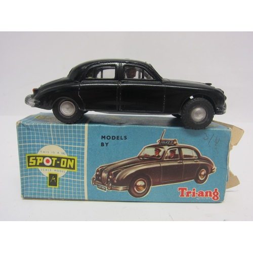 8100 - A Triang Spot-On 256 diecast model Jaguar 3.4 Police Car in black, cream interior with grey plastic ... 