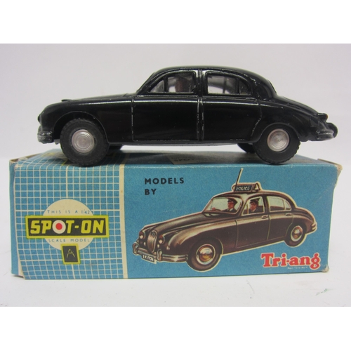 8100 - A Triang Spot-On 256 diecast model Jaguar 3.4 Police Car in black, cream interior with grey plastic ... 