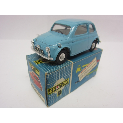 8101 - A Triang Spot-On 185 diecast model Fiat 500 in light blue, white interior with black plastic steerin... 