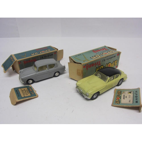 8093 - Two Triang Spot-On diecast model cars to include 213 Ford Anglia in grey with cream interior and 112... 