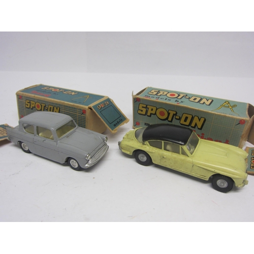 8093 - Two Triang Spot-On diecast model cars to include 213 Ford Anglia in grey with cream interior and 112... 