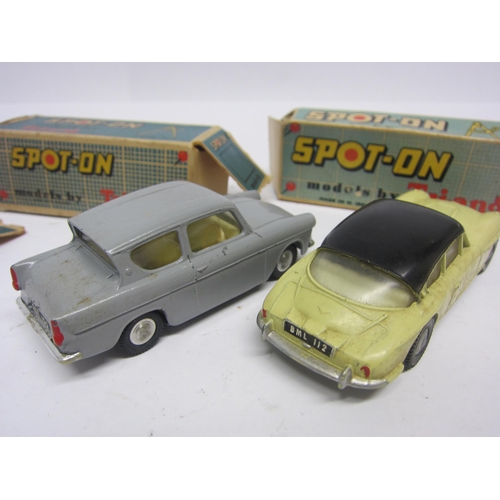 8093 - Two Triang Spot-On diecast model cars to include 213 Ford Anglia in grey with cream interior and 112... 