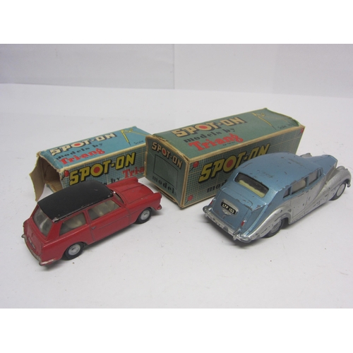 8118 - Two Triang Spot-On diecast model cars to include 103 Rolls Royce Silver Wraith with metallic blue up... 