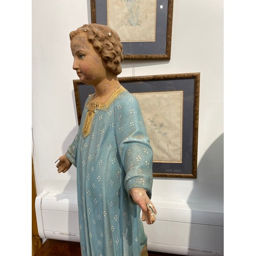 6228 - A circa 1930's - 50's plaster figure of child in dress with arms open, damage to hand, 72cm tall