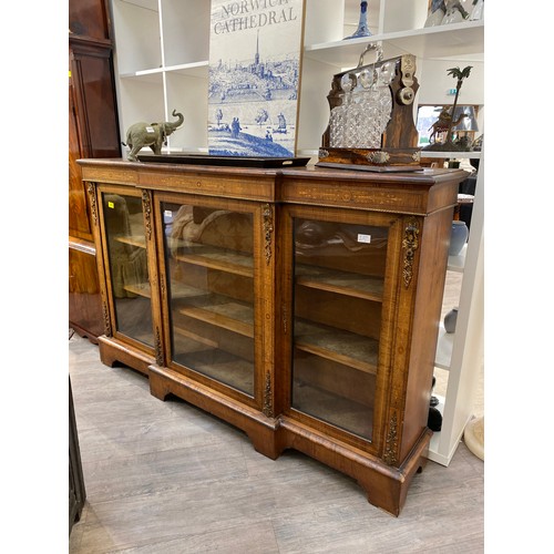 6237 - A 19th Century walnut breakfront bookcase, marquetry inlay, ornate ormolu mounts, on bracket feet, s... 