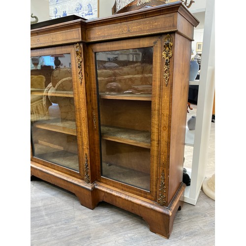 6237 - A 19th Century walnut breakfront bookcase, marquetry inlay, ornate ormolu mounts, on bracket feet, s... 