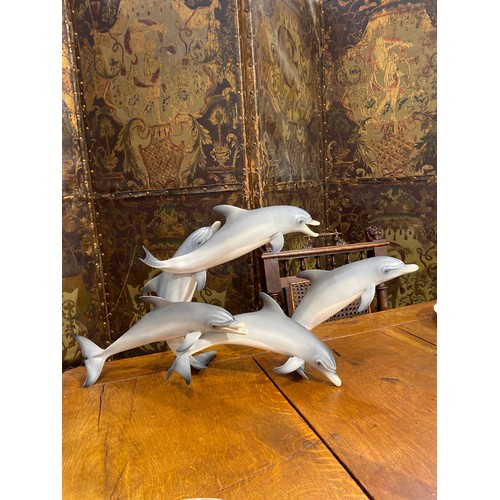 6252 - A figural group of dolphins by Hutschenreuther, limited edition 87/100, 33cm x 67cm