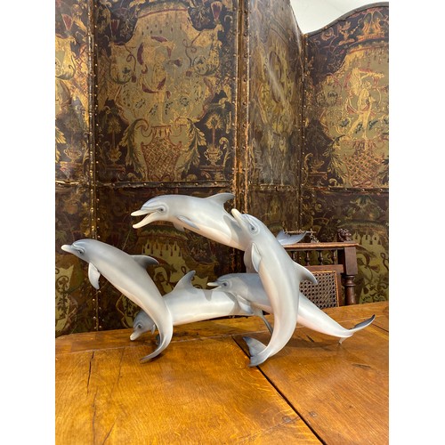 6252 - A figural group of dolphins by Hutschenreuther, limited edition 87/100, 33cm x 67cm