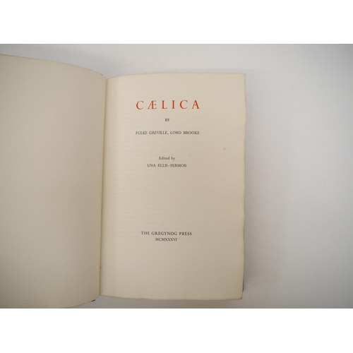 7022 - (Gregynog Press.) Fulke Greville, Lord Brooke: 'Caelica. Edited by Una Ellis-Fermor', Newtown, The G... 