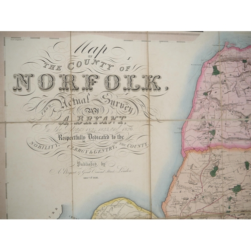 7322 - (Map.) Andrew Bryant: 'Map of the County of Norfolk from Actual Survey by A. Bryant, In the Years 18... 