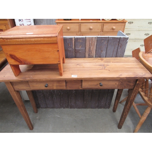 2299 - A pine two drawer side table      (R) £40