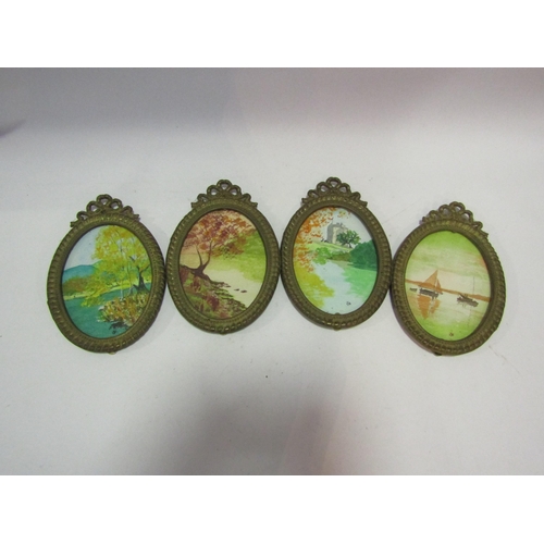 1259 - Four miniature oval watercolours in gilt framed, 11cm x 8cm       (E) £10-20