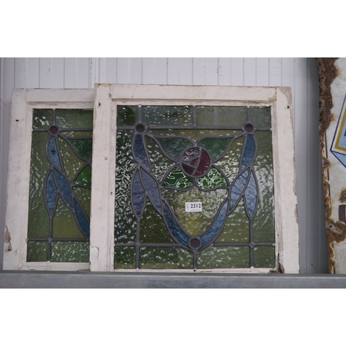 2312 - A pair of 1930's stained glass window panels