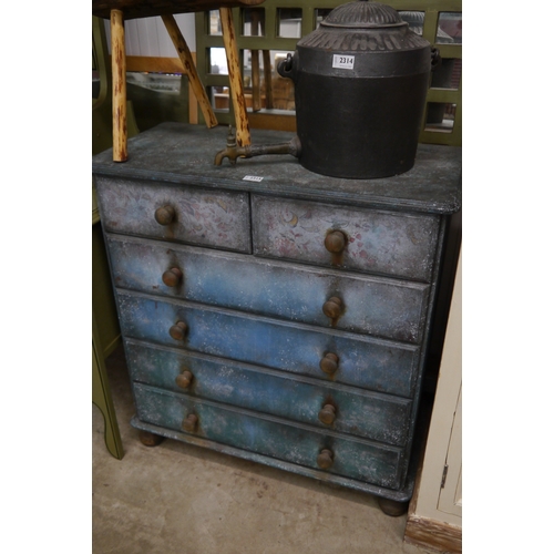 2315 - A heavily painted pine two over four chest of drawers