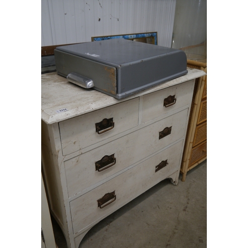 2324 - An Edwardian pine chest of drawers, two short over two long drawers, painted white