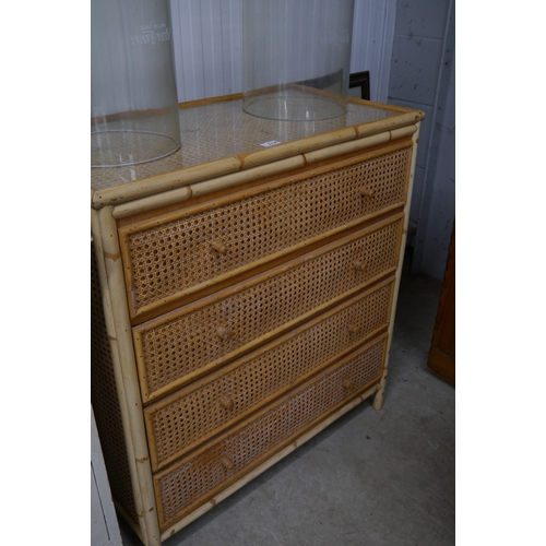 2326 - A bamboo and cane chest of four drawers