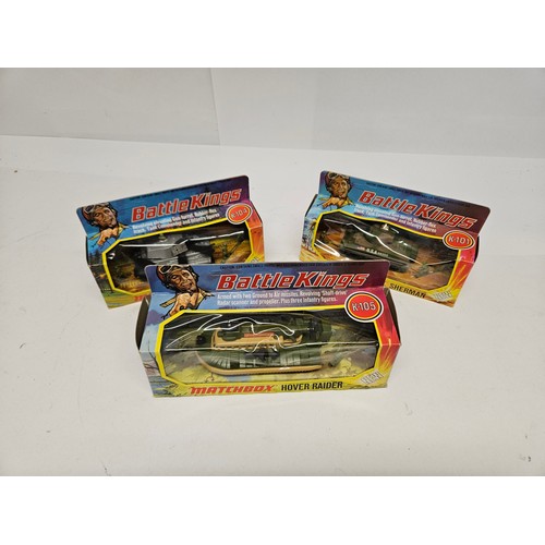 8208 - Three Matchbox Battlekings diecast model vehicles in original unpunched window boxes, to include K-1... 