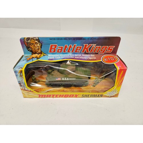 8208 - Three Matchbox Battlekings diecast model vehicles in original unpunched window boxes, to include K-1... 